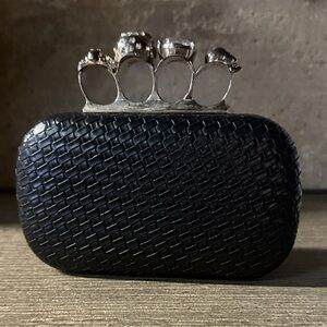 Black Mini Clutch with Silver Accents